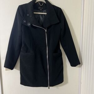 Amisu Black Winter Coat Full Zip with Pockets Women's Size 8